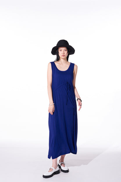 RAYON JERSEY STRINGS GATHERED DRESS