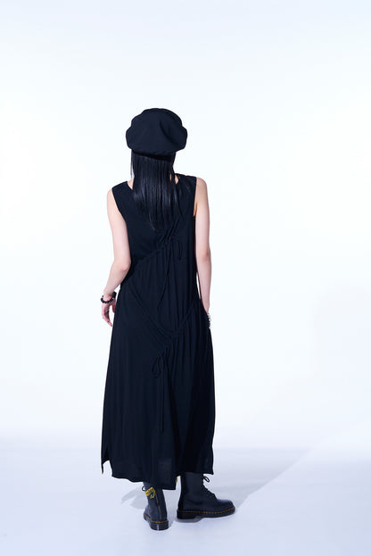 RAYON JERSEY STRINGS GATHERED DRESS