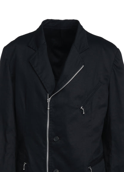 COTTON TWILL BIKER’S-STYLE ZIPPERED JACKET