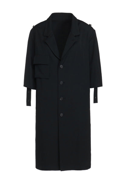 WASHER FINISHED WOOL GABARDINE LONG JACKET WITH TAPED SLEEVES