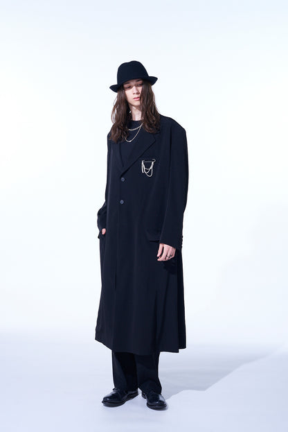 CREPE DE CHINE OVERSIZED NOTCHED LAPEL LONG JACKET