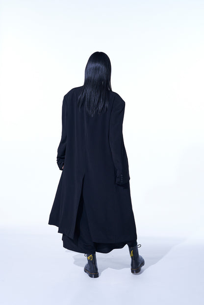 CREPE DE CHINE OVERSIZED NOTCHED LAPEL LONG JACKET