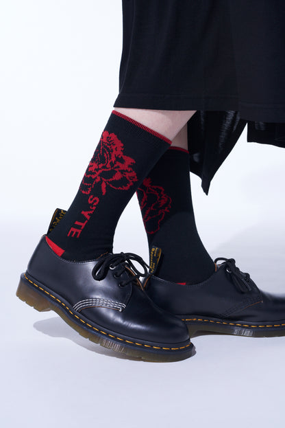 COTTON PLAIN STITCH FLORAL SOCKS