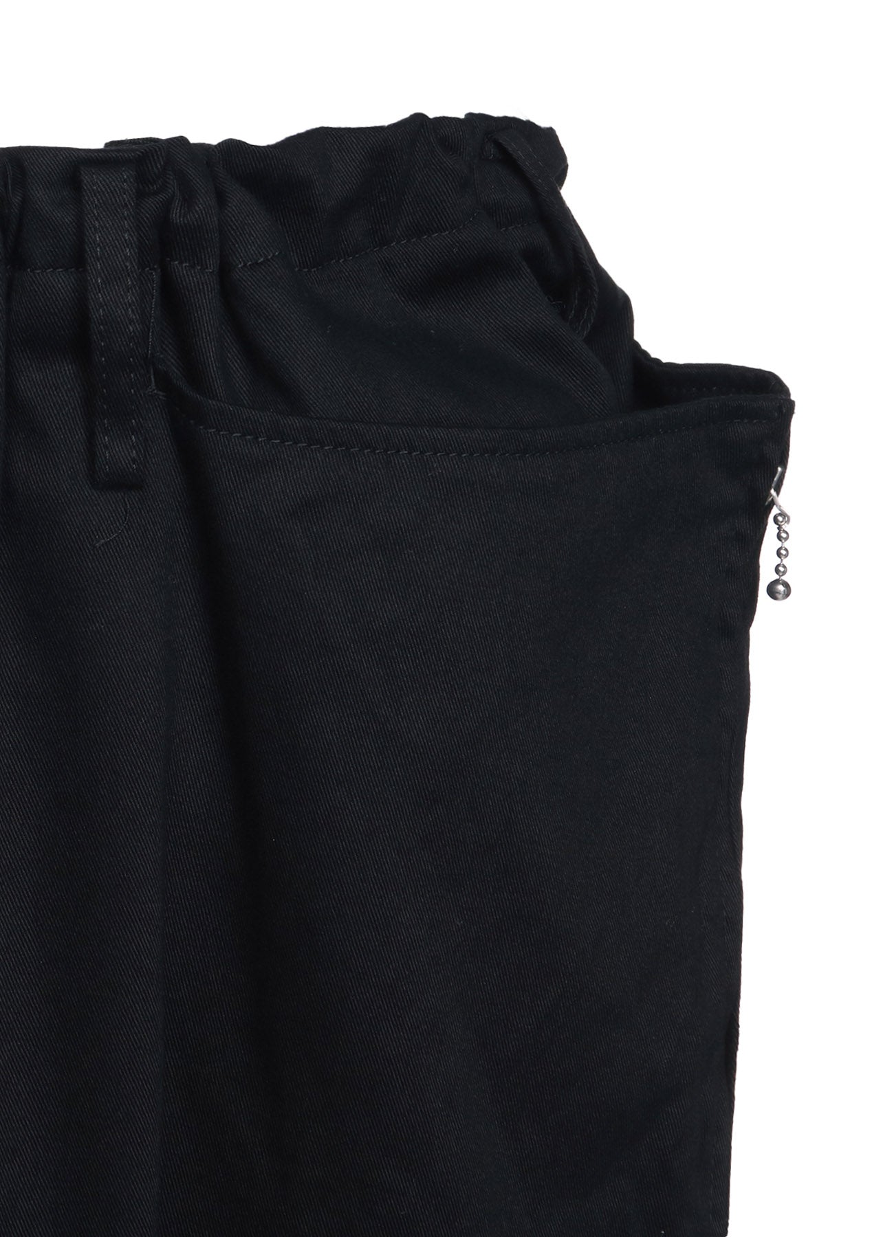 COTTON TWILL DRAWSTRING WIDE PANTS WITH ZIP SIDE POCKET