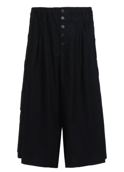 COTTON TWILL CROPPED WIDE PANTS WITH GUSSETED FLAP POCKET