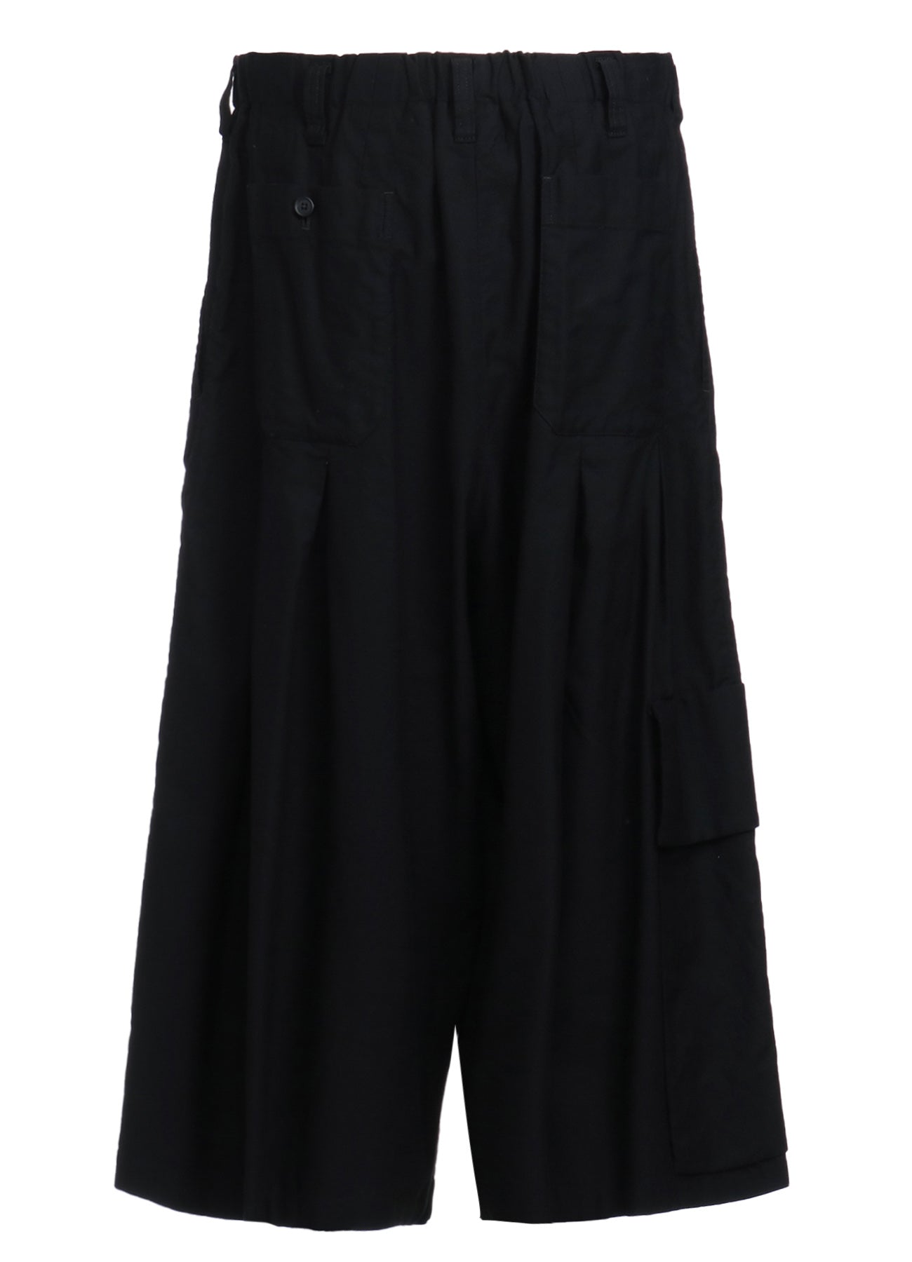 COTTON TWILL CROPPED WIDE PANTS WITH GUSSETED FLAP POCKET