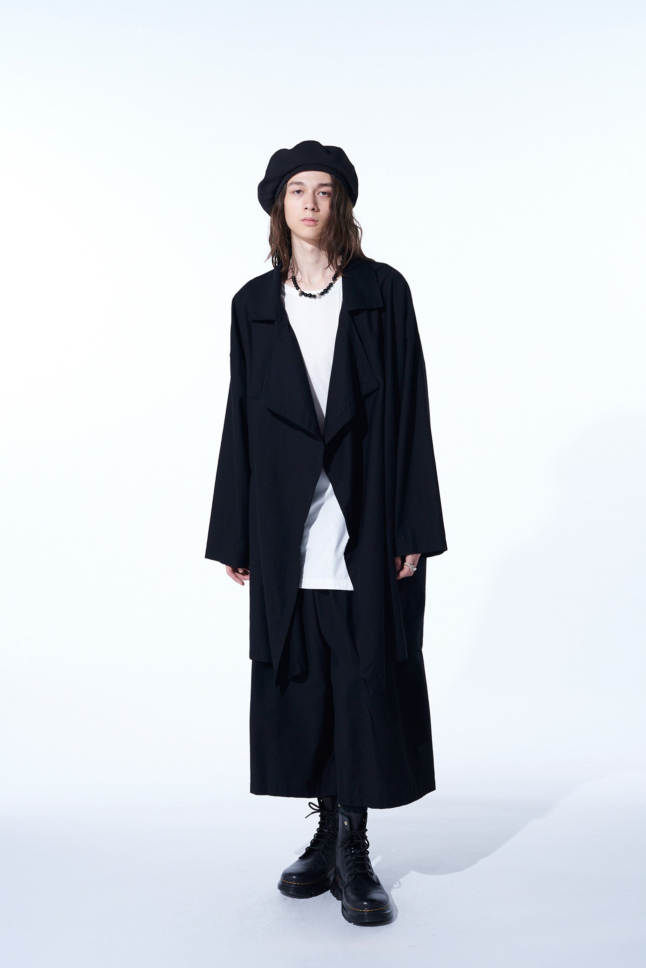 COTTON TWILL CROPPED WIDE PANTS WITH GUSSETED FLAP POCKET