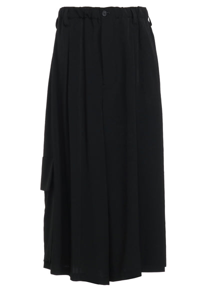 CREPE DE CHINE CROPPED WIDE PANTS WITH GUSSETED FLAP POCKET