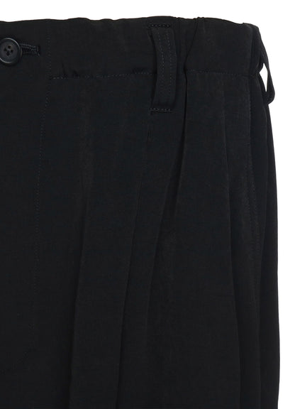 CREPE DE CHINE CROPPED WIDE PANTS WITH GUSSETED FLAP POCKET