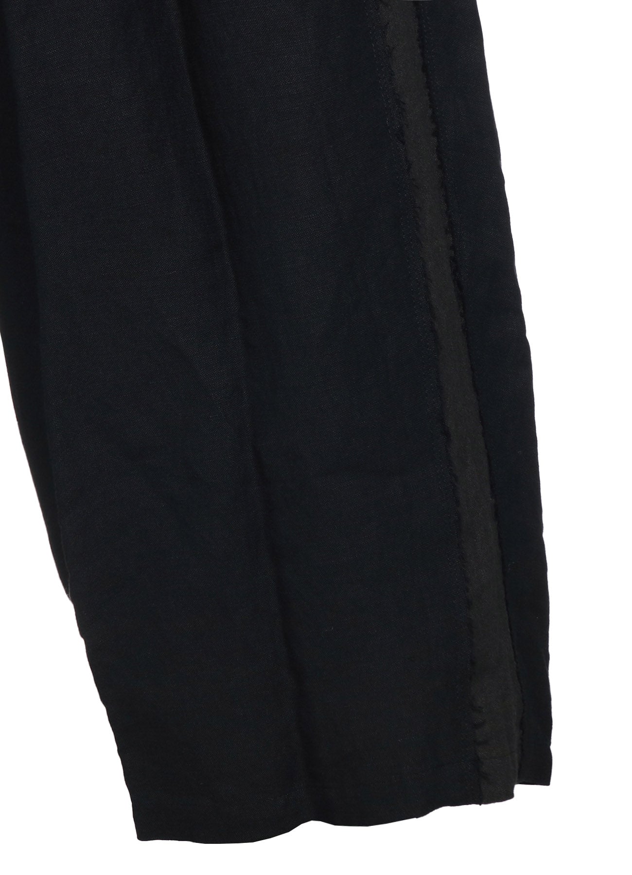 BIO-WASHED DUAL FABRIC 12-PLEATED PANTS WITH SIDE TAPE