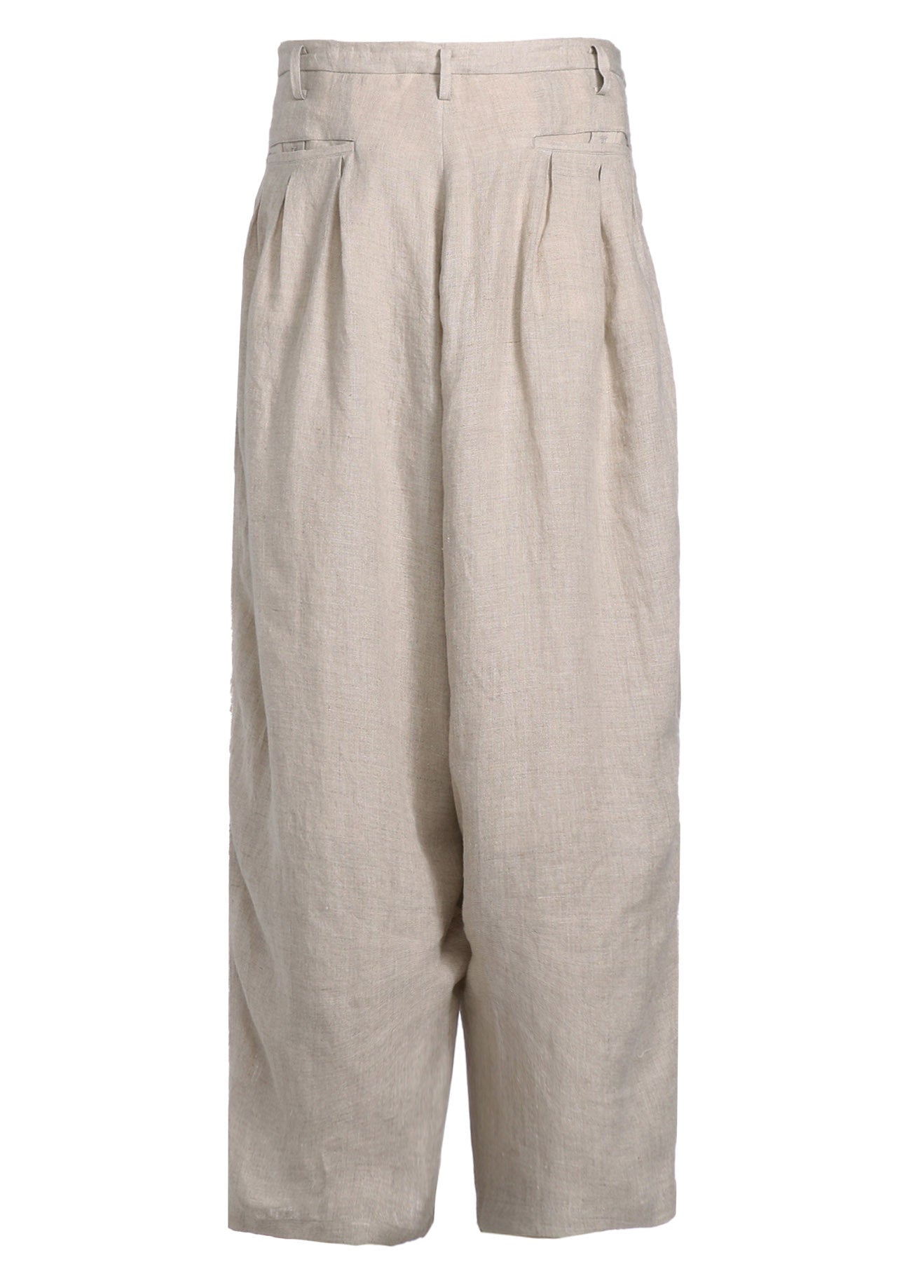 LINEN GAUZE DUAL FABRIC 12-PLEATED PANTS WITH SIDE TAPE