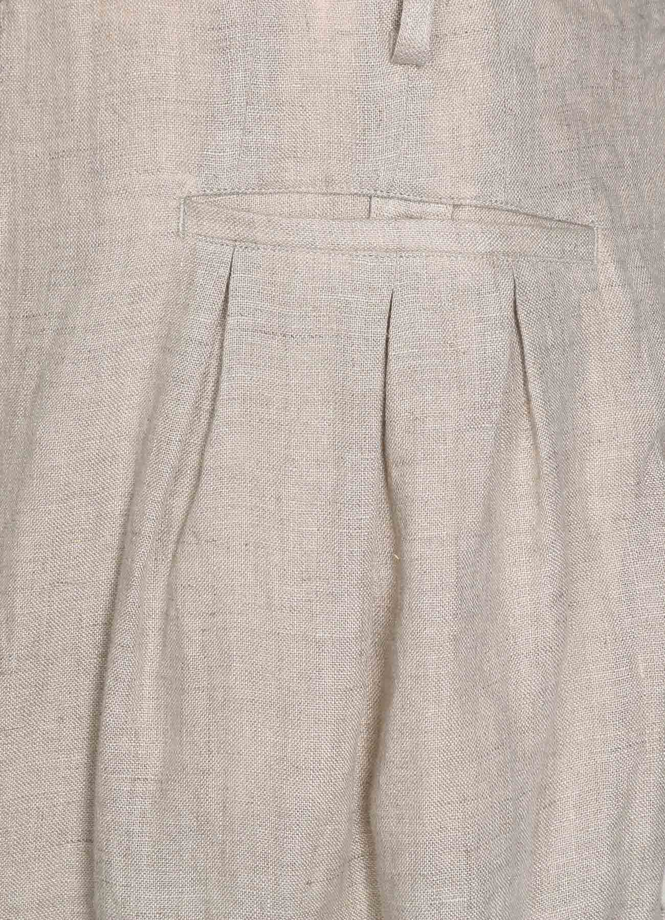 LINEN GAUZE DUAL FABRIC 12-PLEATED PANTS WITH SIDE TAPE