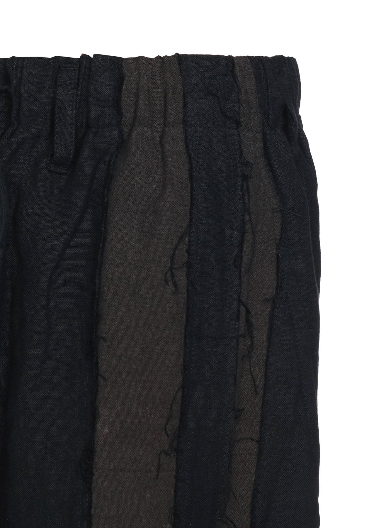 BIO-WASHED DUAL FABRIC WIDE CROPPED PANTS