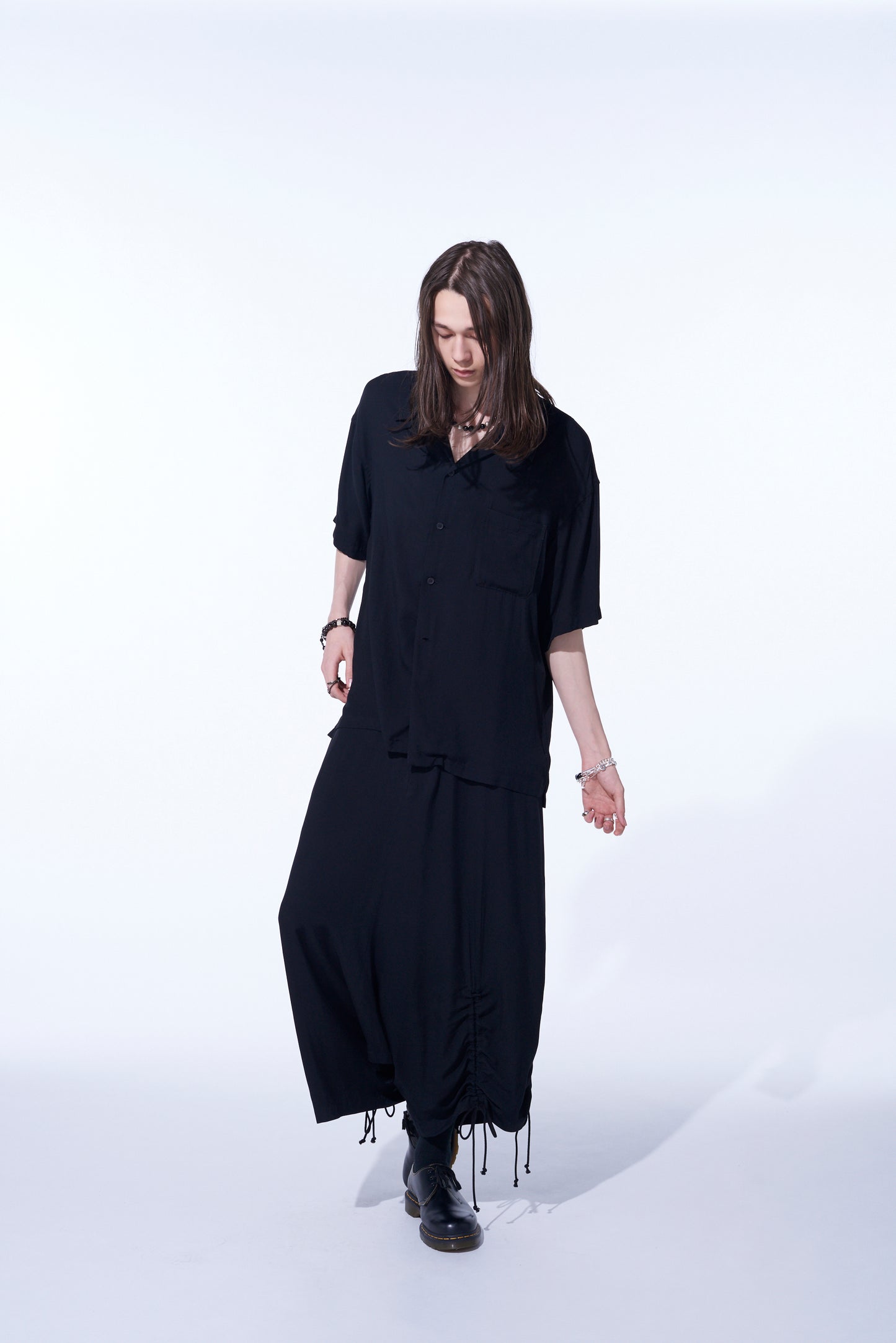 RAYON WASHER TWILL STRINGS GATHERED SAROUEL PANTS