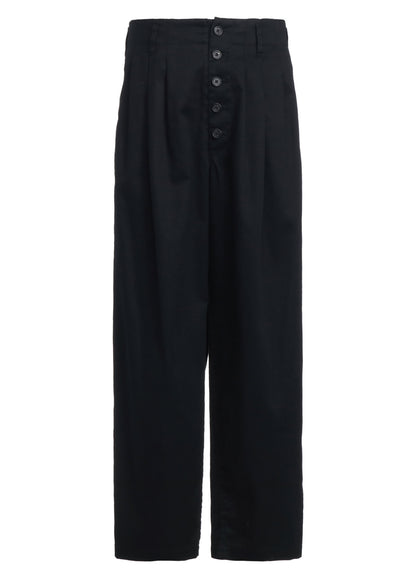 COTTON TWILL 3-TUCK WIDE TROUSERS WITH SIDE STRIPES