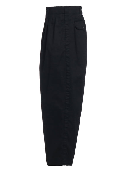 COTTON TWILL 3-TUCK WIDE TROUSERS WITH SIDE STRIPES