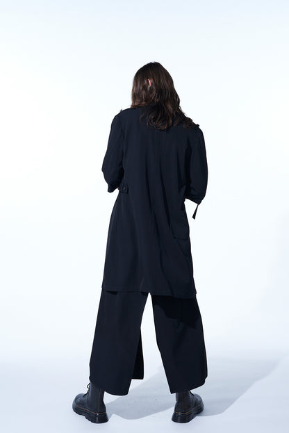 WASHER FINISHED WOOL GABARDINE LAYERED PANTS