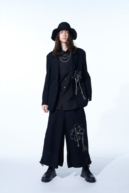 COTTON TWILL “PEONY“ EMBROIDERY HAKAMA BALLOON PANTS