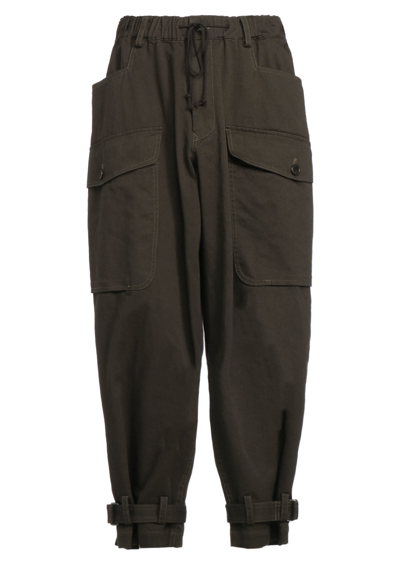 COTTON DRILL CARGO PANTS WITH BELTED HEMS