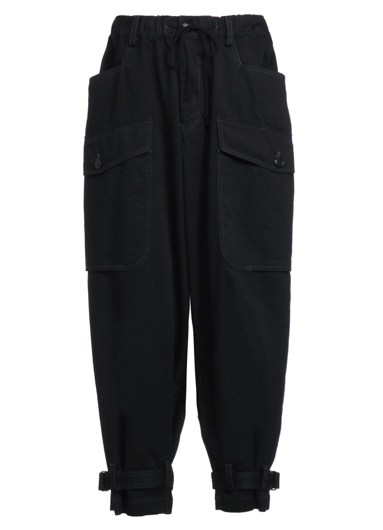 COTTON DRILL CARGO PANTS WITH BELTED HEMS