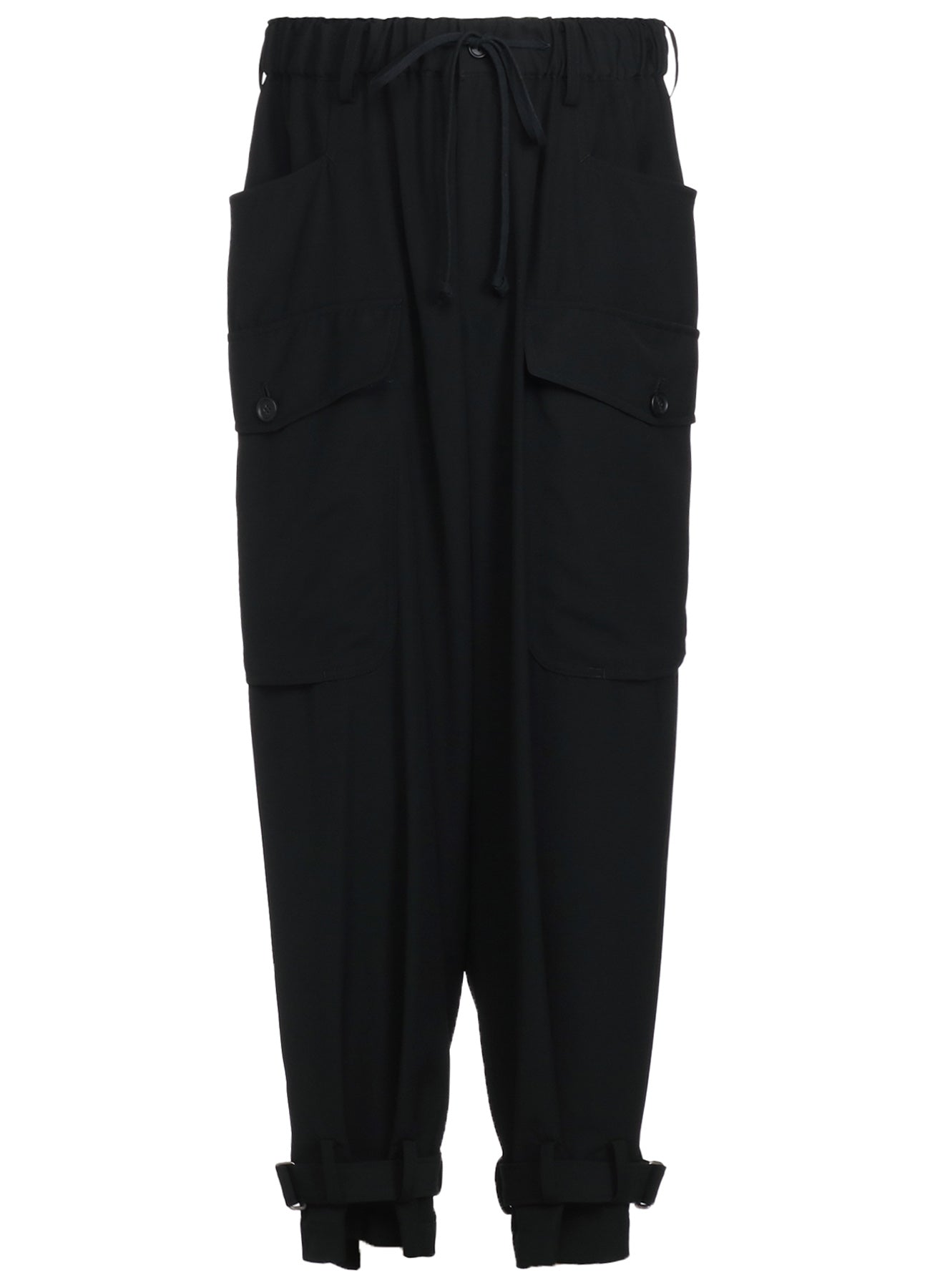 POLYESTER GABARDINE CARGO PANTS WITH BELTED HEMS