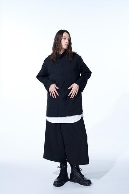 WASHER FINISHED WOOL GABARDINE CULOTTE PANTS