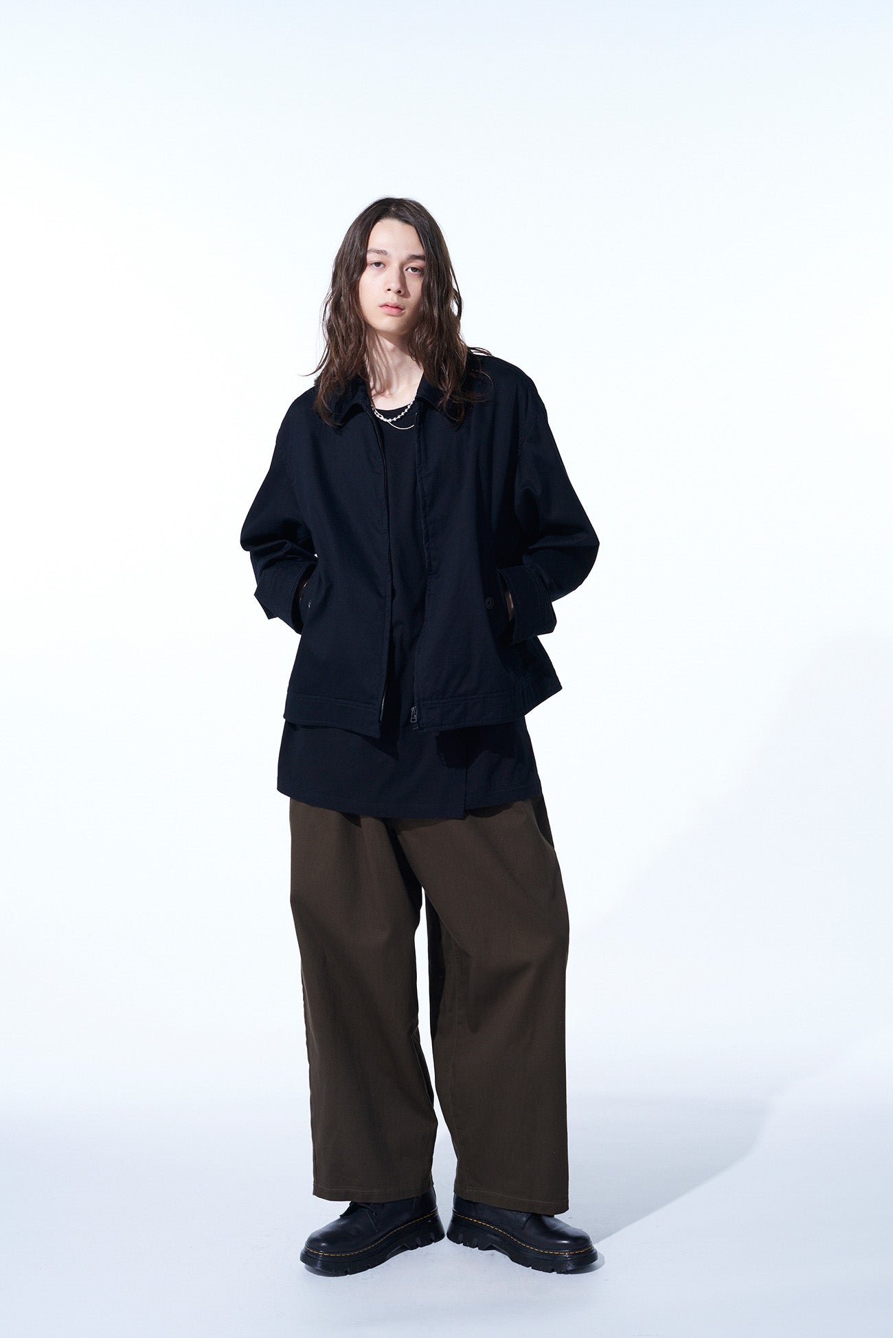 COTTON DRILL DRAWSTRING WIDE PANTS