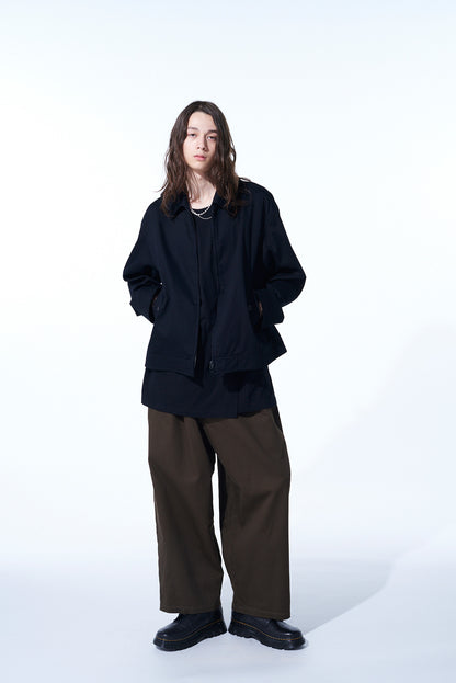 COTTON DRILL DRAWSTRING WIDE PANTS