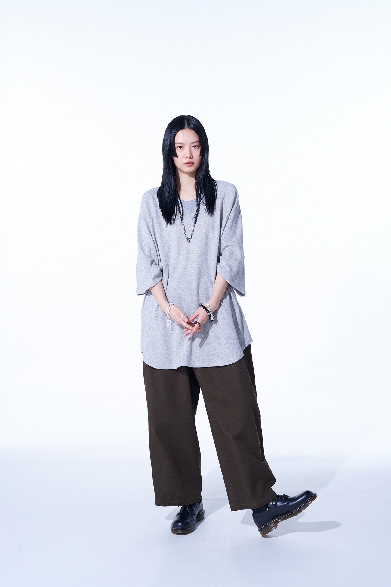 COTTON DRILL DRAWSTRING WIDE PANTS