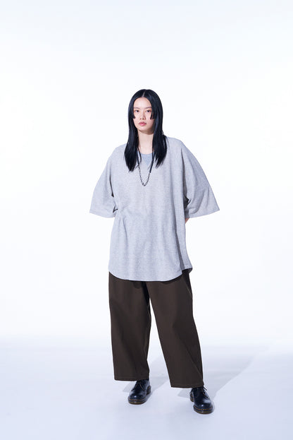 COTTON DRILL DRAWSTRING WIDE PANTS