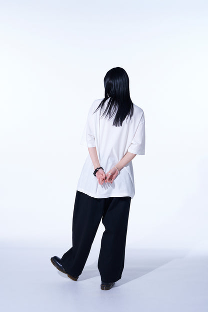 COTTON DRILL DRAWSTRING WIDE PANTS