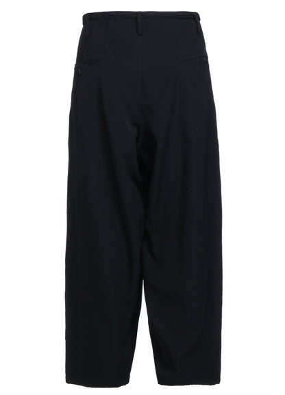 WASHER FINISHED WOOL GABARDINE DRAWSTRING WIDE PANTS