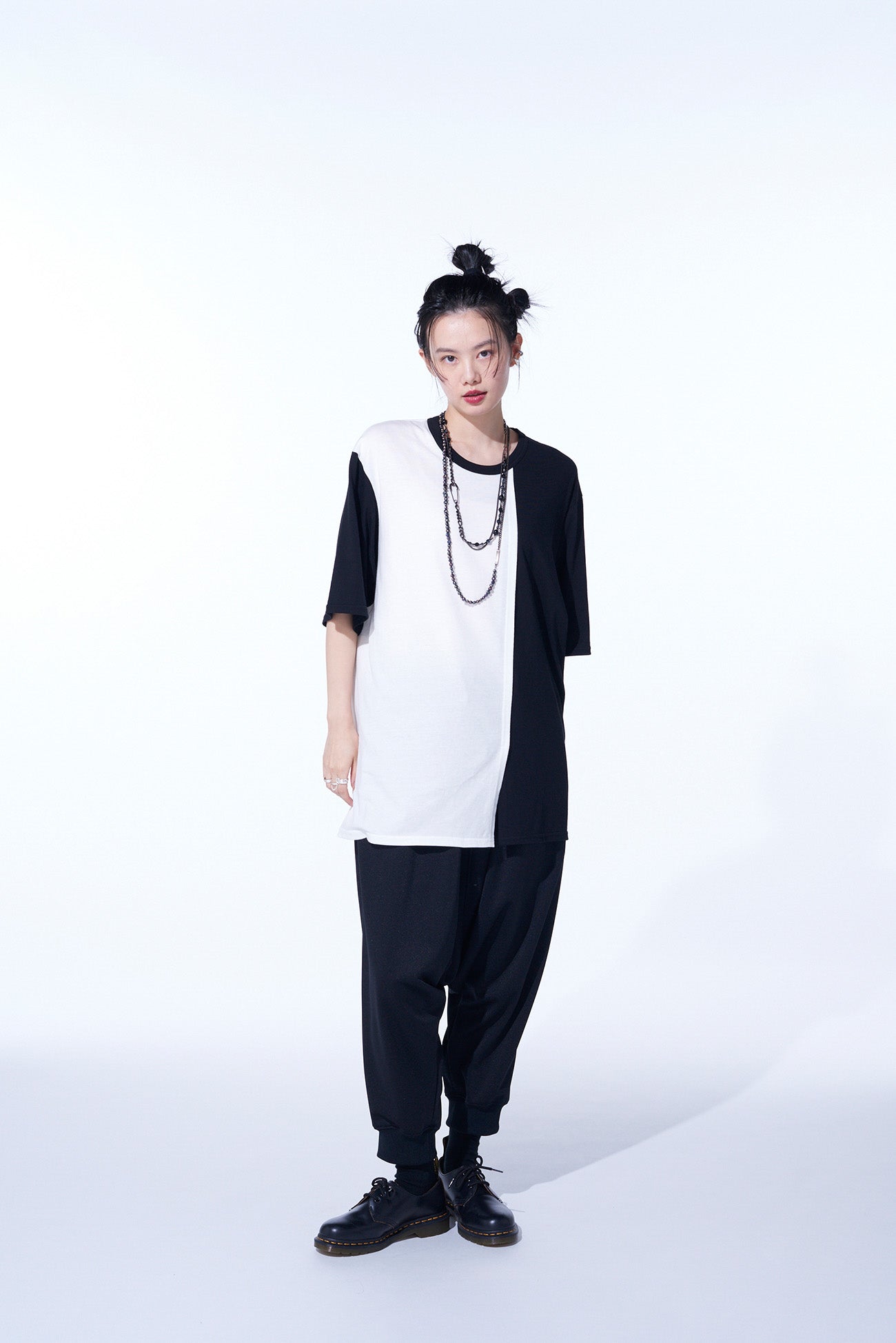 POLYESTER SMOOTH JERSEY BALLOON SARUEL PANTS WITH RIBBED HEMS