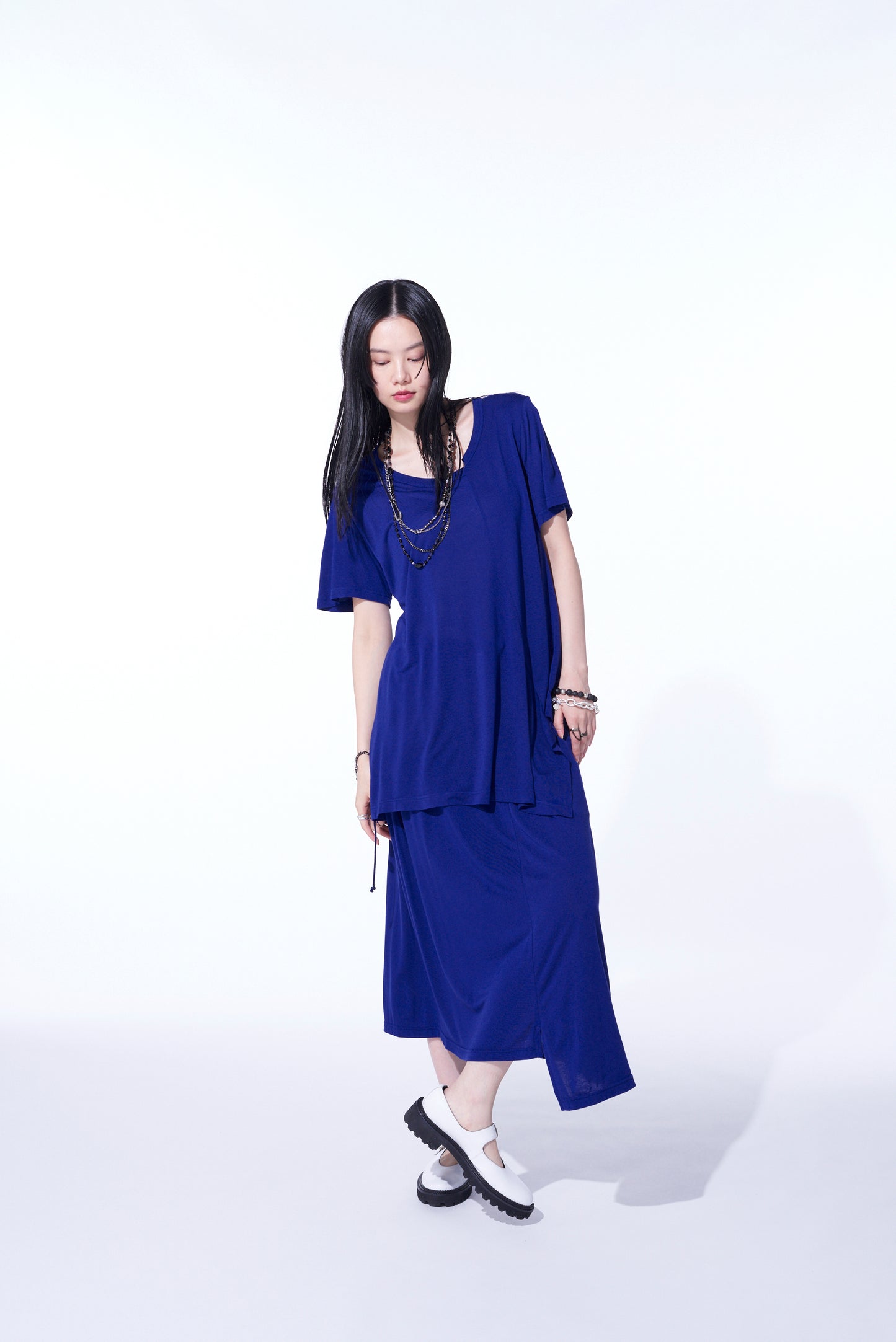 RAYON JERSEY STRINGS GATHERED SKIRT