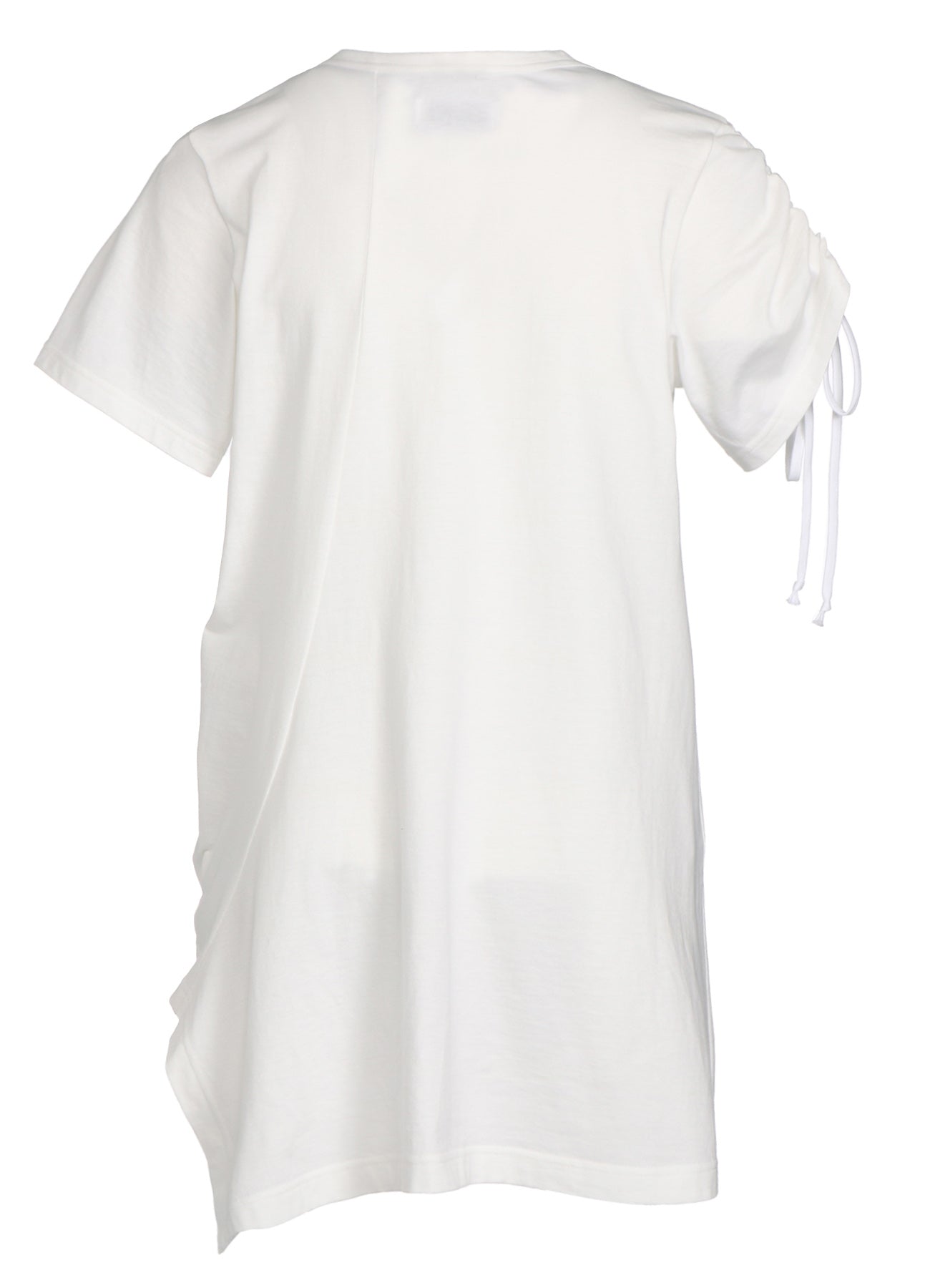 COTTON JERSEY ASYMMETRICAL T-SHIRT WITH GATHERED STRINGS