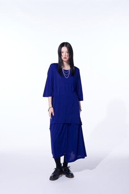 RAYON JERSEY BACK DRAPE FLARE T-SHIRT