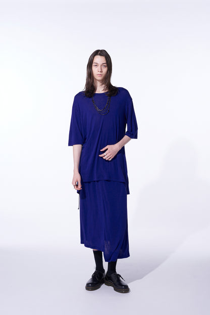 RAYON JERSEY BACK DRAPE FLARE T-SHIRT