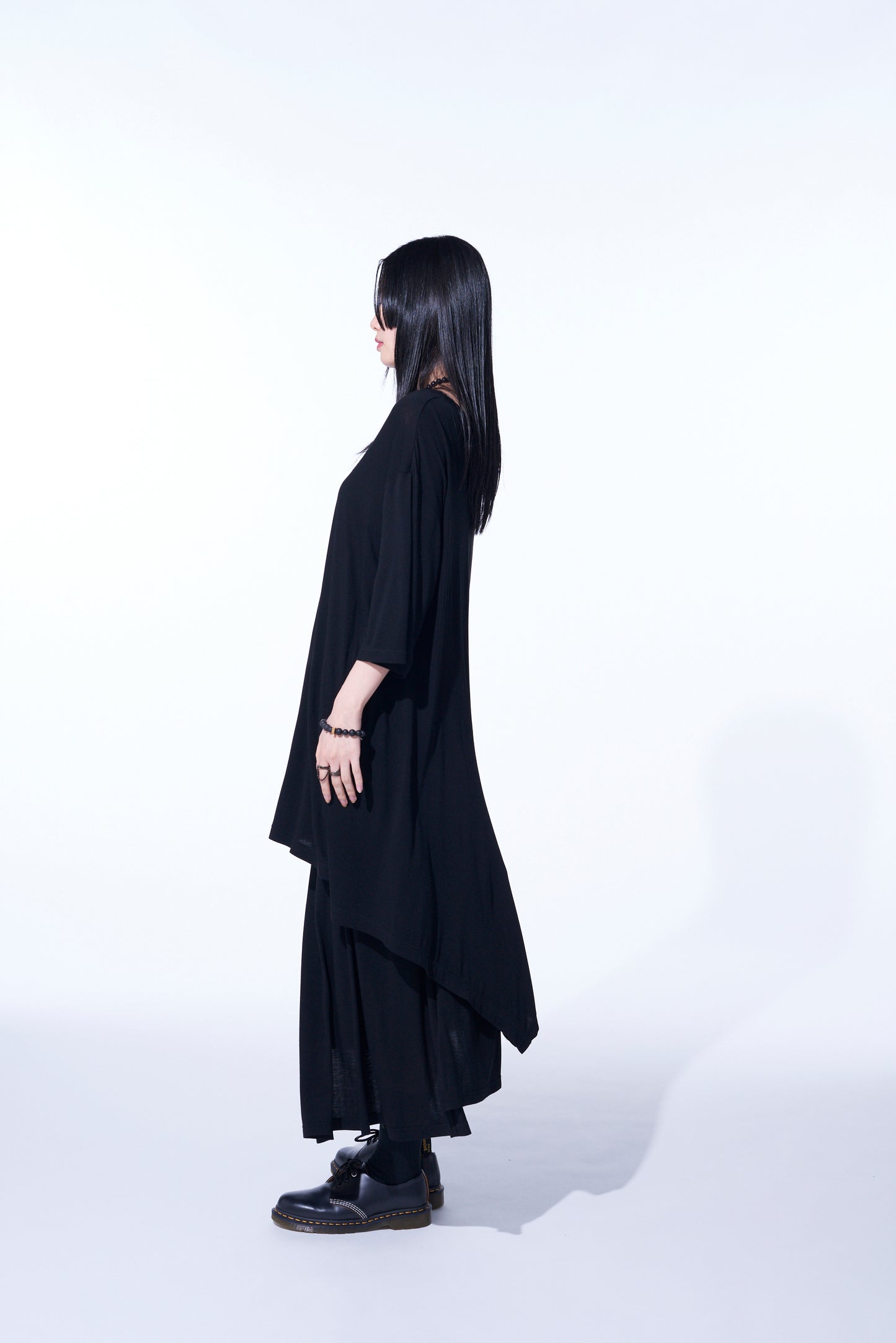 RAYON JERSEY BACK DRAPE FLARE T-SHIRT