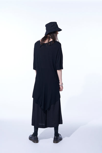 RAYON JERSEY BACK DRAPE FLARE T-SHIRT