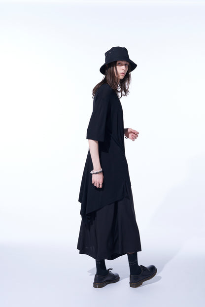 RAYON JERSEY BACK DRAPE FLARE T-SHIRT