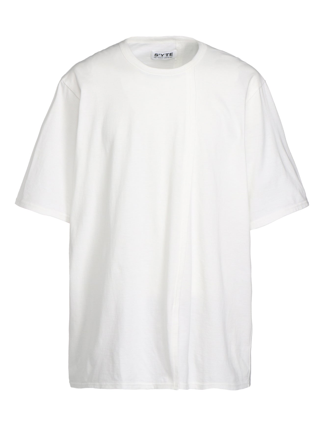 COTTON JERSEY VERTICALLY GRAFTED T-SHIRT WITH HEM SLITS