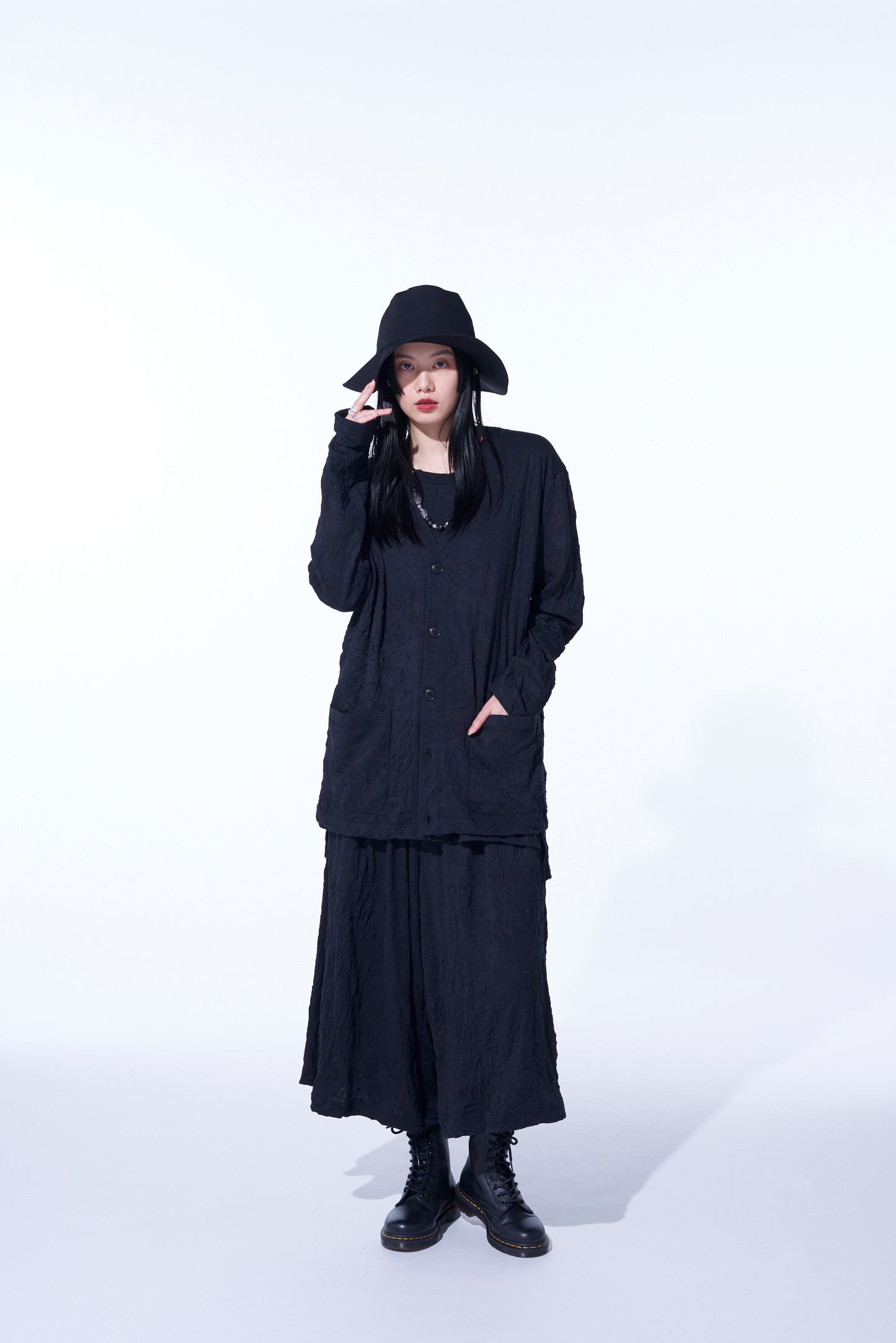 CATCH-WASHER FINISH COTTON JERSEY CARDIGAN