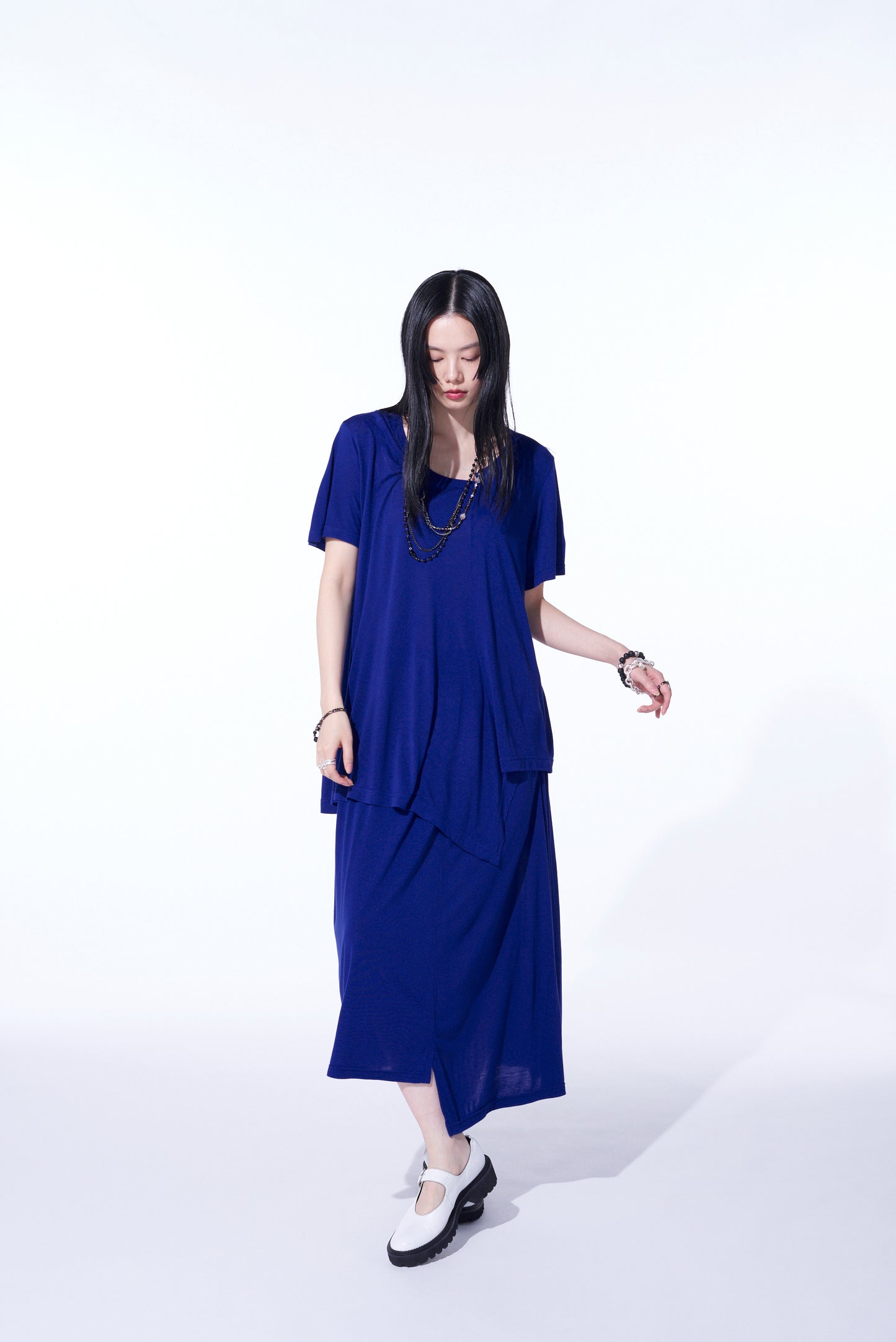 RAYON JERSEY DECONSTRUCTED ASYMMETRICAL DESIGN T-SHIRTS