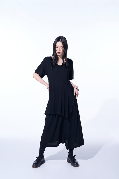 RAYON JERSEY DECONSTRUCTED ASYMMETRICAL DESIGN T-SHIRTS