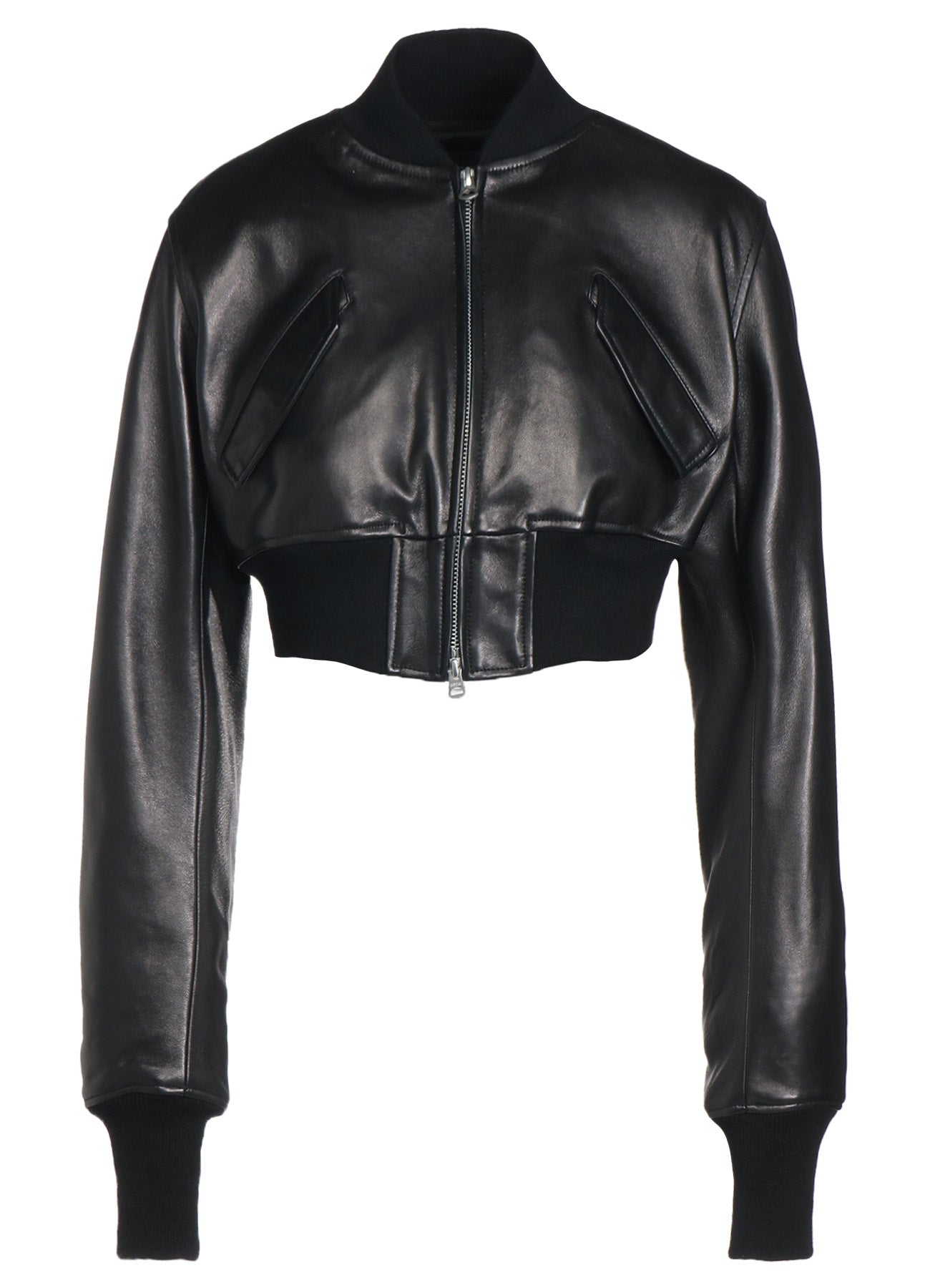 SEMI-VEGETABLE TANNED SHEEP LEATHER CROPPED BOMBER JACKET