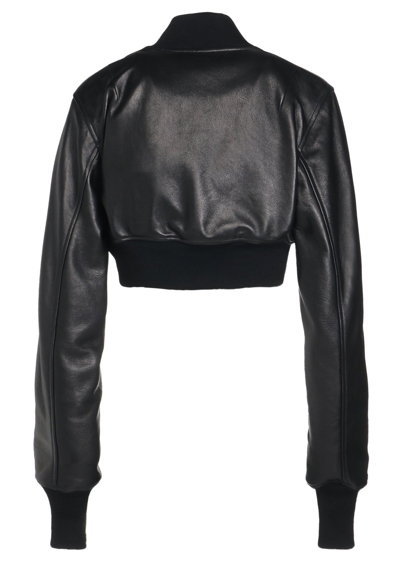 SEMI-VEGETABLE TANNED SHEEP LEATHER CROPPED BOMBER JACKET