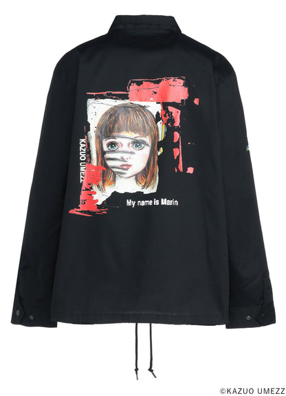 S'YTExKAZUO UMEZZ T/C WEATHER CLOTH COACH JACKET PRINTED WITH ARTWORK FEATURING ZOKU-SHINGO-HAND PRINTS-