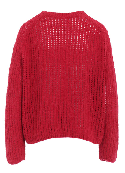 RIB MESH KNIT PULLOVER