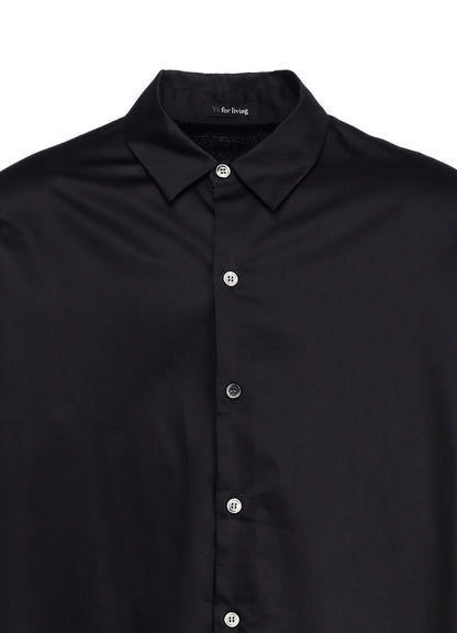 COTTON SATIN SWITCHING COLLAR SHIRT (L)