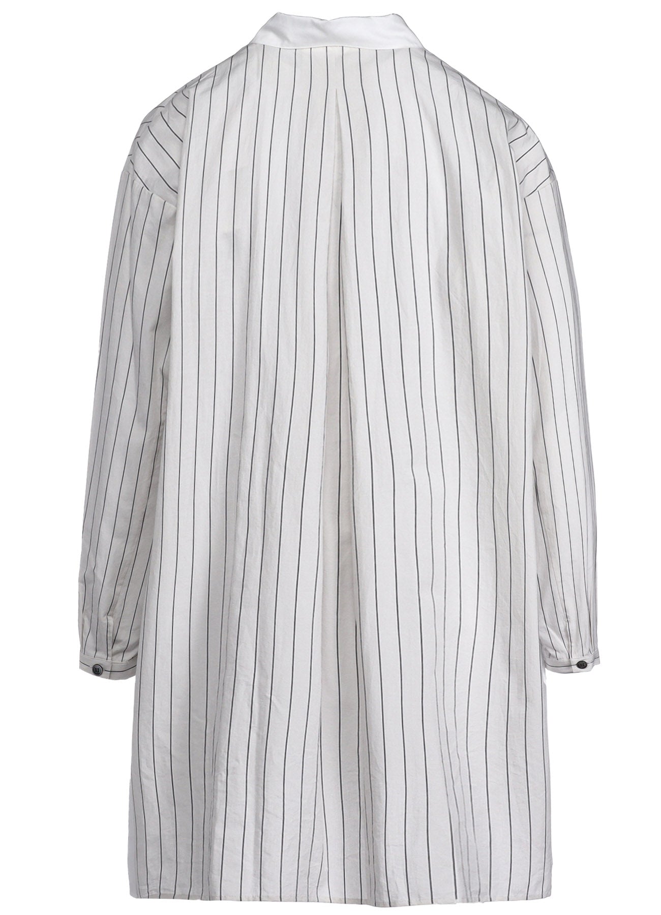 COTTON SATIN STRIPE SWITCHING LONG SHIRT